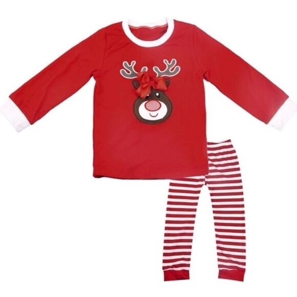 NEW Girl’s Christmas Deer Pajama Set - Picture 2 of 5